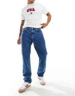 Tommy Jeans Ethan Relaxed Straight Jeans In Mid Wash For Men Denim Medium