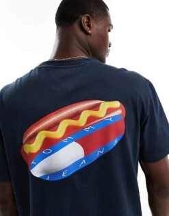 Tommy Jeans Hot Dog Back Print Graphic T-shirt In Navy For Men -Tommy Hilfiger Store 206380189 2