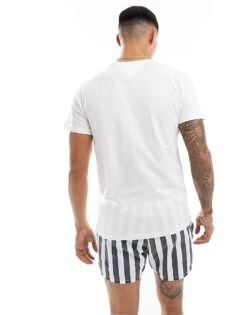 Tommy Jeans 2 Pack Slim Logo T-shirts In White And Beige For Men Newsprint / White -Tommy Hilfiger Store 206380280 4