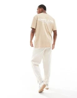 Tommy Jeans Classic Linear Back Print T-shirt In Beige For Men Gentle Gold -Tommy Hilfiger Store 206380327 4