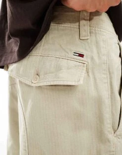 Tommy Jeans Aiden Baggy Cargo Pants In Stone For Men Newsprint -Tommy Hilfiger Store 206380346 5