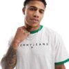 Tommy Jeans Linear Logo Ringer T-shirt In White For Men Ancient White -Tommy Hilfiger Store 206380375 1 ancientwhite