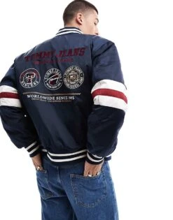Tommy Jeans Varsity Explorer Bomber Jacket In Navy For Men -Tommy Hilfiger Store 206380429 1 navy 1