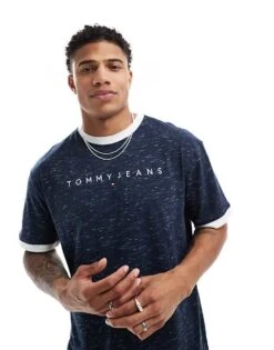 Tommy Jeans Linear Logo Ringer T-shirt In Navy For Men -Tommy Hilfiger Store 206380484 1 navy 1