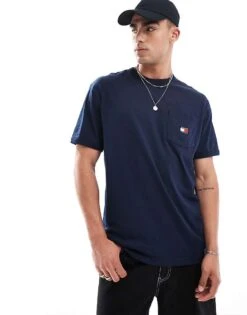 Tommy Jeans Badge Logo Pocket T-shirt In Navy For Men -Tommy Hilfiger Store 206380543 1 navy 1