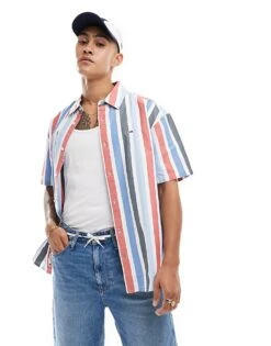 Tommy Jeans Classic Bold Stripe Shirt In Multi For Men Coastal Stripe