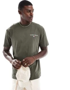Tommy Jeans Classic Linear Back Print T-shirt In Green For Men Fatigue Green -Tommy Hilfiger Store 206380630 3