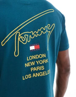 Tommy Jeans City Signature Back Print T-shirt In Green For Men Deep Seawater -Tommy Hilfiger Store 206858686 4