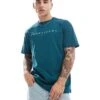 Tommy Jeans Gold Linear Logo T-shirt In Green For Men Deep Seawater -Tommy Hilfiger Store 206858707 1 deepseawater