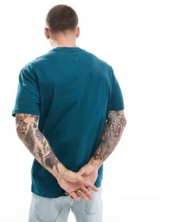 Tommy Jeans Gold Linear Logo T-shirt In Green For Men Deep Seawater -Tommy Hilfiger Store 206858707 4