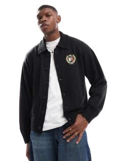 Tommy Jeans Boxy Crest Cardigan In Black For Men -Tommy Hilfiger Store 206858725 1 black 1