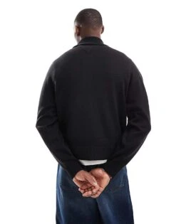 Tommy Jeans Boxy Crest Cardigan In Black For Men -Tommy Hilfiger Store 206858725 2