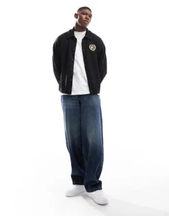 Tommy Jeans Boxy Crest Cardigan In Black For Men -Tommy Hilfiger Store 206858725 3