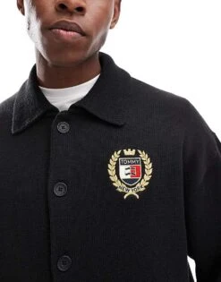 Tommy Jeans Boxy Crest Cardigan In Black For Men -Tommy Hilfiger Store 206858725 4
