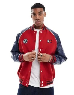 Tommy Jeans Game Day Varsity Jacket In Red And Blue For Men Arizona Red -Tommy Hilfiger Store 206858802 1 arizonared 1