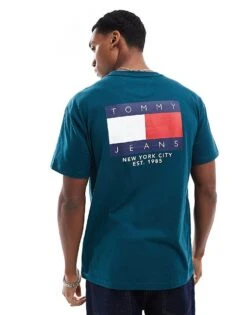 Tommy Jeans Flag Logo Back Print T-shirt In Green For Men Deep Seawater -Tommy Hilfiger Store 206858843 1 deepseawater 1