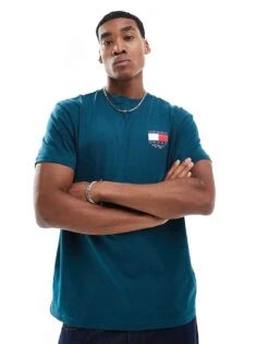 Tommy Jeans Flag Logo Back Print T-shirt In Green For Men Deep Seawater -Tommy Hilfiger Store 206858843 3