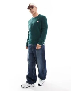 Tommy Jeans Cable Knit Jumper In Dark Green For Men Deep Seawater -Tommy Hilfiger Store 206858851 1 deepseawater 1