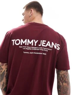Tommy Jeans Classic Linear Back Print T-shirt In Plum For Men Deep Rouge -Tommy Hilfiger Store 206858859 1 deeprouge 1