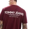 Tommy Jeans Classic Linear Back Print T-shirt In Plum For Men Deep Rouge
