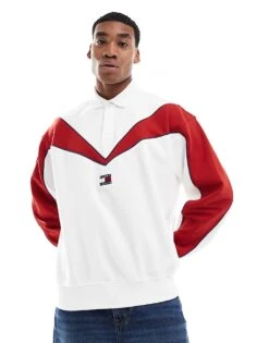 Tommy Jeans Game Day Rugby Top In White And Red For Men Ecru/arizona Red -Tommy Hilfiger Store 206858914 1 ecruarizonared 1