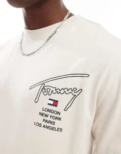 Tommy Jeans City Signature Back Print T-shirt In Beige For Men Newsprint -Tommy Hilfiger Store 206858937 4