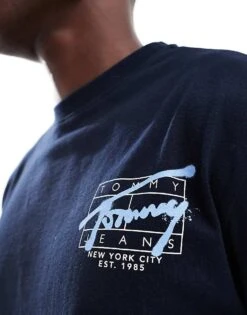 Tommy Jeans Graffiti Back Print Logo T-shirt In Navy For Men Dark Night Navy -Tommy Hilfiger Store 206858956 3