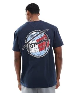 Tommy Jeans Globe Graphic T-shirt In Navy For Men Dark Night Navy -Tommy Hilfiger Store 206859026 1 darknightnavy 1