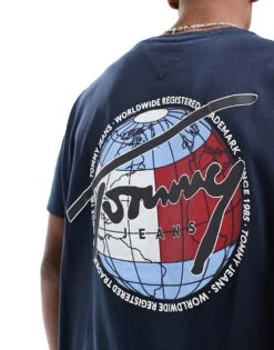 Tommy Jeans Globe Graphic T-shirt In Navy For Men Dark Night Navy -Tommy Hilfiger Store 206859026 4