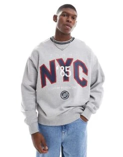 Tommy Jeans Game Day Large Logo Sweatshirt In Grey For Men Lt Grey Htr