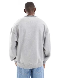 Tommy Jeans Game Day Large Logo Sweatshirt In Grey For Men Lt Grey Htr -Tommy Hilfiger Store 206859043 4