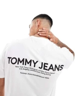 Tommy Jeans Classic Linear Back Print T-shirt In White For Men