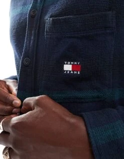 Tommy Jeans Check Overshirt In Navy For Men Deep Seawater Check -Tommy Hilfiger Store 206859235 2