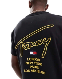 Tommy Jeans City Signature Back Print T-shirt In Black For Men