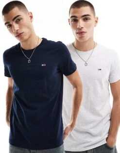 Tommy Jeans 2 Pack Slim Flag Logo T-shirts In Grey And Navy For Men Grey/navy -Tommy Hilfiger Store 206859252 1 greynavy 1