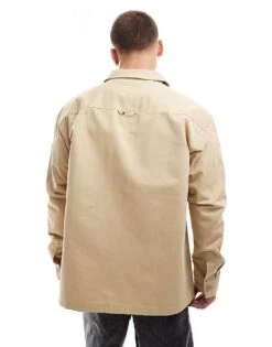 Tommy Jeans Essential Overshirt In Beige For Men Gentle Gold -Tommy Hilfiger Store 206859376 4