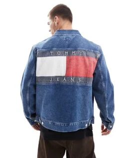 Tommy Jeans Denim Trucker Jacket In Mid Wash For Men Denim Medium