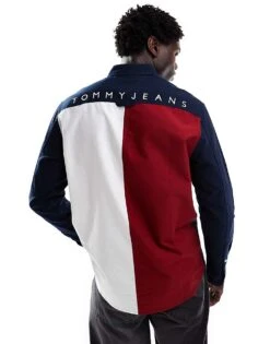 Tommy Jeans Shirt With Back Flag In Navy For Men Dark Night Navy