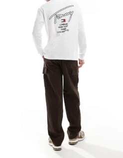 Tommy Jeans Signature Back Print Long Sleeve T-shirt In White For Men -Tommy Hilfiger Store 206859595 3