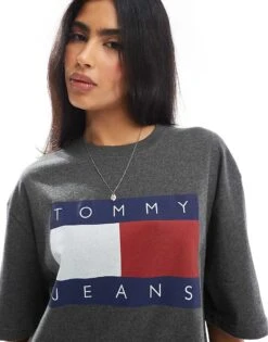 Tommy Jeans Unisex Large Flag Logo T-shirt In Charcoal Grey For Unisex New Charcoal -Tommy Hilfiger Store 206859756 4