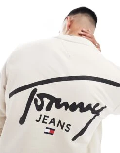 Tommy Jeans Signature Logo Sweatshirt In Off White For Men Newsprint -Tommy Hilfiger Store 206859779 1 newsprint 1
