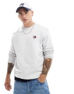 Tommy Jeans Regular Badge Logo Sweatshirt In Grey For Men Silver Grey Htr -Tommy Hilfiger Store 206859814 1 silvergreyhtr 1