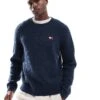 Tommy Jeans Waffle Jumper In Off Navy For Men