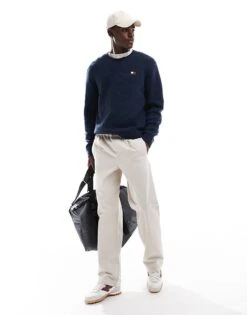 Tommy Jeans Waffle Jumper In Off Navy For Men -Tommy Hilfiger Store 206859910 4