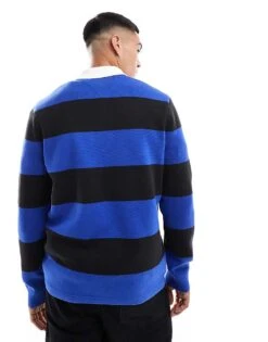 Tommy Jeans Striped Rugby Jumper In Blue And Black For Men Bright Blue -Tommy Hilfiger Store 206859930 4