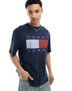 Tommy Jeans Large Flag Logo T-shirt In Navy For Unisex -Tommy Hilfiger Store 206859936 1 navy 1