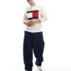 Tommy Jeans Large Flag Logo Jumper In Off White Melange For Men Newsprint Melange -Tommy Hilfiger Store 206859993 1 newsprintmelange