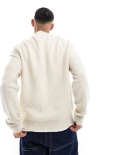 Tommy Jeans Large Flag Logo Jumper In Off White Melange For Men Newsprint Melange -Tommy Hilfiger Store 206859993 3