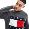 Tommy Jeans Large Flag Logo Jumper In Grey Melange For Men New Charcoal Melange -Tommy Hilfiger Store 206860125 1 newcharcoalmelange