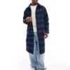 Tommy Jeans Long Wool Coat In Navy Check For Men Blue -Tommy Hilfiger Store 206860138 1 blue